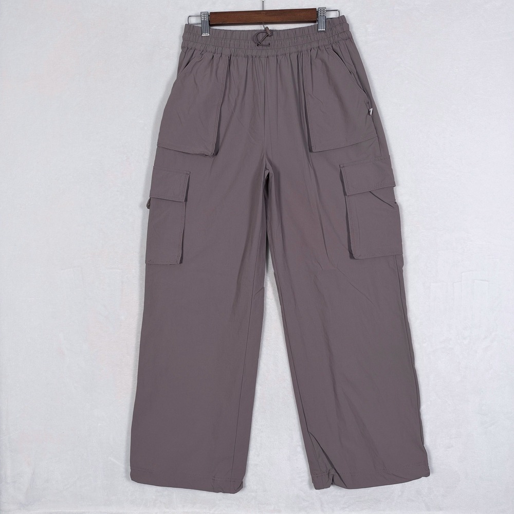 Fabletics Mens Mauve Taupe Wide Leg Baggy Cargo Pants Elastic Waist Size M